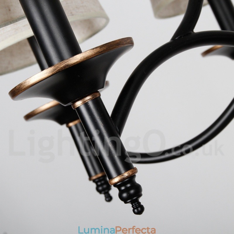 Candelabru contemporan în stil lumânare cu 3 lumini, rustic, retro negru
