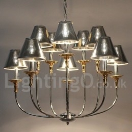 Candelabru cromat, modern, contemporan, în stil lumânare, cu 10 lumini