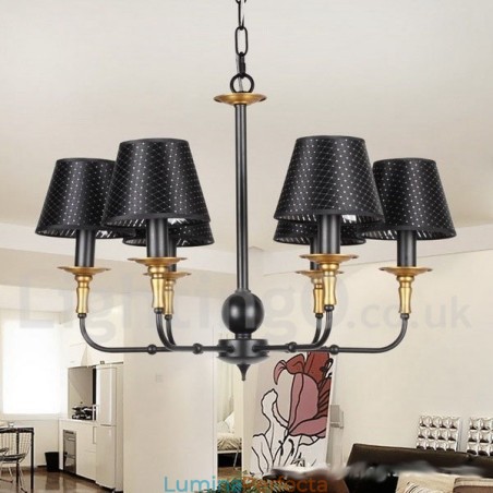 Candelabru în stil retro rustic cu 6 lumini Candelabru în stil retro rustic cu 6 lumini