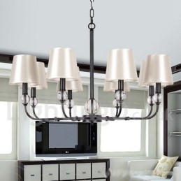 Candelabru contemporan în stil lumânare cu 8 lumini, rustic retro, negru