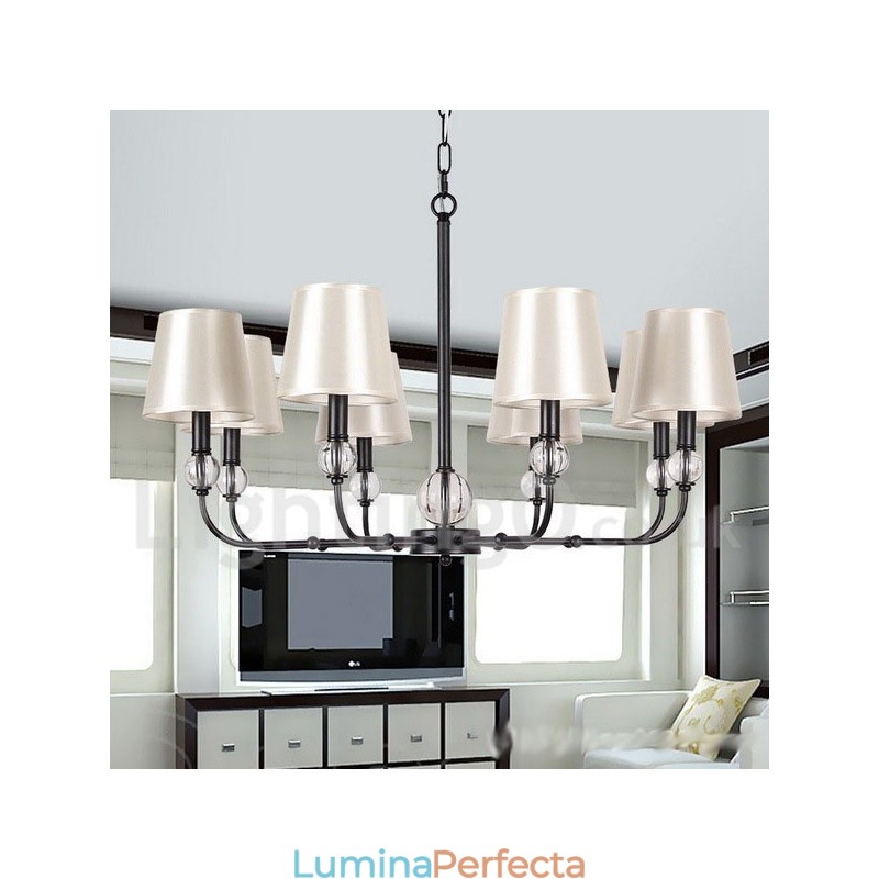 Candelabru contemporan în stil lumânare cu 8 lumini, rustic retro, negru
