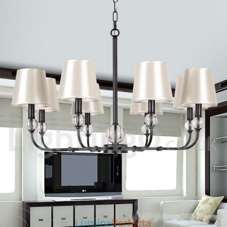 Candelabru contemporan în stil lumânare cu 8 lumini, rustic retro, negru Candelabru contemporan în stil lumânare cu 8 lumini, rustic retro, negru