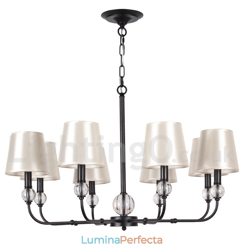 Candelabru contemporan în stil lumânare cu 8 lumini, rustic retro, negru