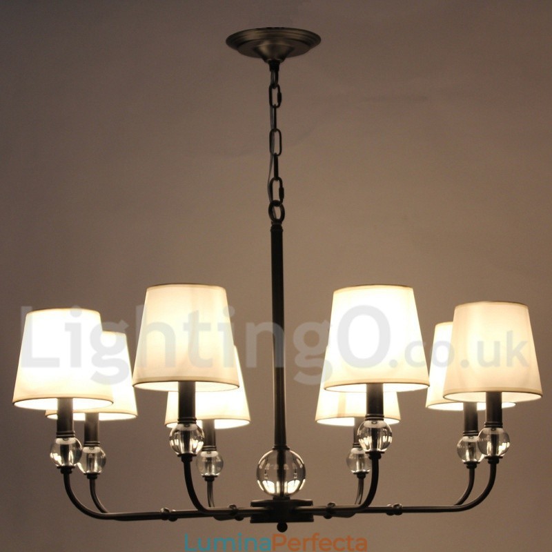 Candelabru contemporan în stil lumânare cu 8 lumini, rustic retro, negru