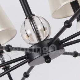 Candelabru contemporan în stil lumânare cu 8 lumini, rustic retro, negru