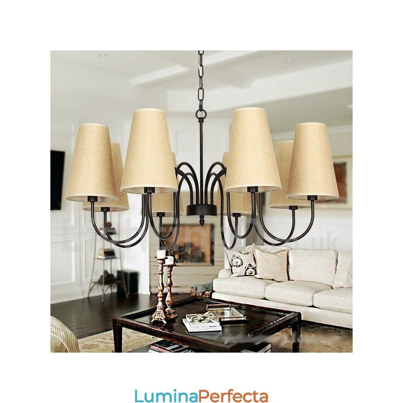 Candelabru în stil lumânare în stil mediteranean rustic cu 8 lumini