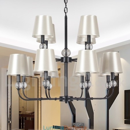 Candelabru mare, negru, contemporan, stil lumânare, retro, cu 2 niveluri Candelabru mare, negru, contemporan, stil lumânare, retro, cu 2 niveluri