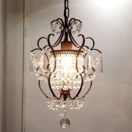 Candelabru pentru pictură din fier cu lampă modernă din cristal transparent