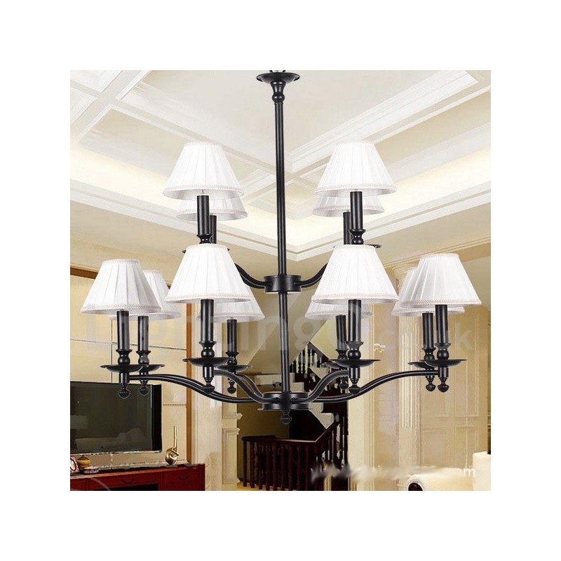 Candelabru mare cu 2 niveluri, retro, rustic, stil lumânare, cu 12 lumini
