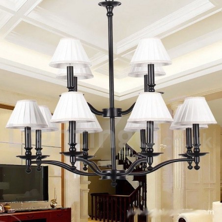 Candelabru mare cu 2 niveluri, retro, rustic, stil lumânare, cu 12 lumini Candelabru mare cu 2 niveluri, retro, rustic, stil lumânare, cu 12 lumini