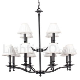 Candelabru mare cu 2 niveluri, retro, rustic, stil lumânare, cu 12 lumini