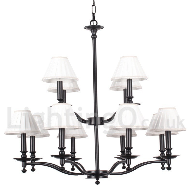 Candelabru mare cu 2 niveluri, retro, rustic, stil lumânare, cu 12 lumini