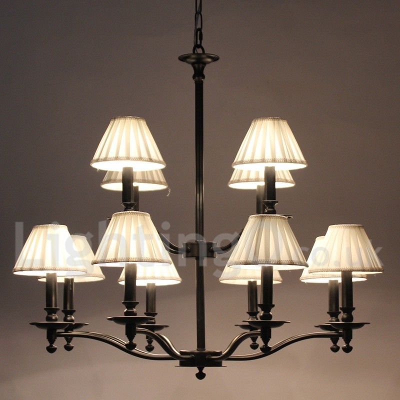 Candelabru mare cu 2 niveluri, retro, rustic, stil lumânare, cu 12 lumini