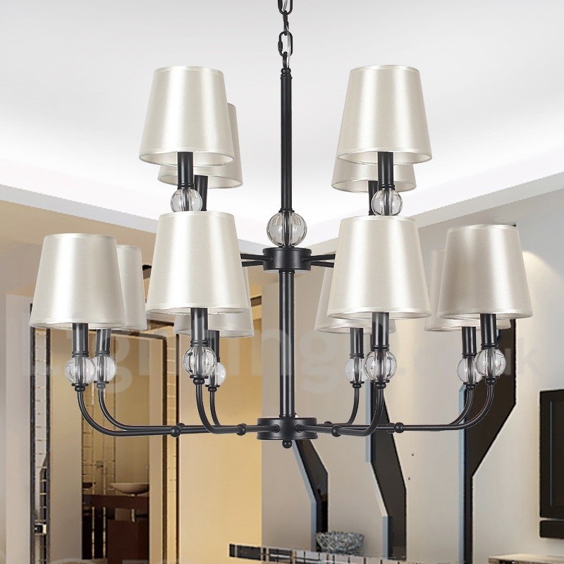 12 Lumini Rustic Retro Negru Candelabru Mare cu 2 Niveluri Candelabru Stil Lumanare
