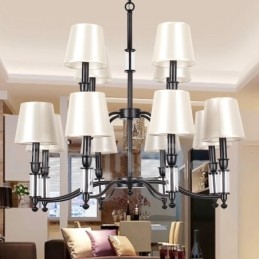 12 Lumini Rustic Retro Negru Candelabru Mare cu 2 Niveluri Candelabru Stil Lumanare