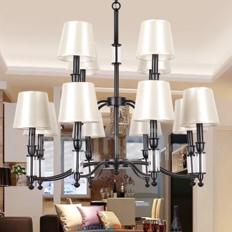 12 Lumini Rustic Retro Negru Candelabru Mare cu 2 Niveluri Candelabru Stil Lumanare
