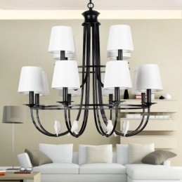 12 Lumini Rustic Retro Negru Candelabru Mare 2 Niveluri Candelabru Stil Lumanare