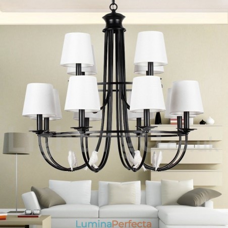 12 Lumini Rustic Retro Negru Candelabru Mare 2 Niveluri Candelabru Stil Lumanare 12 Lumini Rustic Retro Negru Candelabru Mare 2 Niveluri Candelabru Stil Lumanare