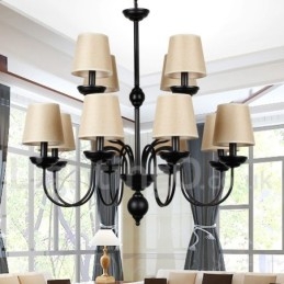 12 Lumini Rustic Retro Negru Candelabru Mare 2 Niveluri Candelabru Stil Lumanare