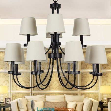 12 Lumini Rustic Retro Negru Candelabru Mare 2 Niveluri Candelabru Stil Lumanare 12 Lumini Rustic Retro Negru Candelabru Mare 2 Niveluri Candelabru Stil Lumanare