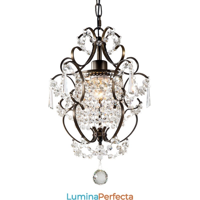 Candelabru pentru pictură din fier cu lampă modernă din cristal transparent