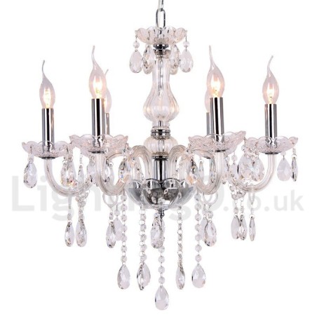 Candelabru în stil lumânare din cristal K9 contemporan cu 6 lumini Candelabru în stil lumânare din cristal K9 contemporan cu 6 lumini