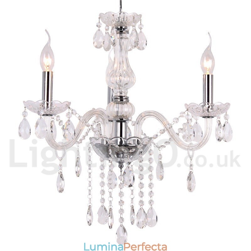 Candelabru contemporan K9 cu 3 lumini în stil lumânare din cristal