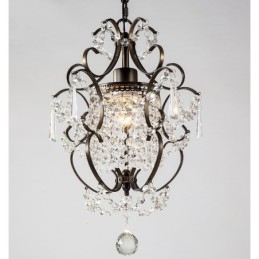 Candelabru pentru pictură din fier cu lampă modernă din cristal transparent