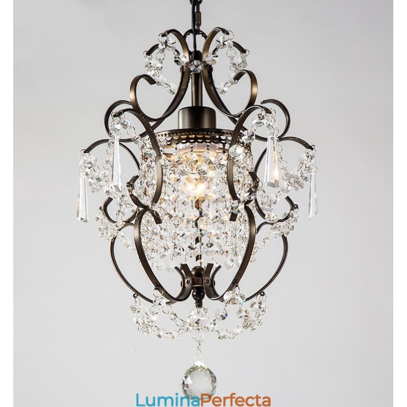 Candelabru pentru pictură din fier cu lampă modernă din cristal transparent