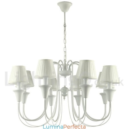Candelabru în stil retro lumânare alb cu 8 lumini Candelabru în stil retro lumânare alb cu 8 lumini
