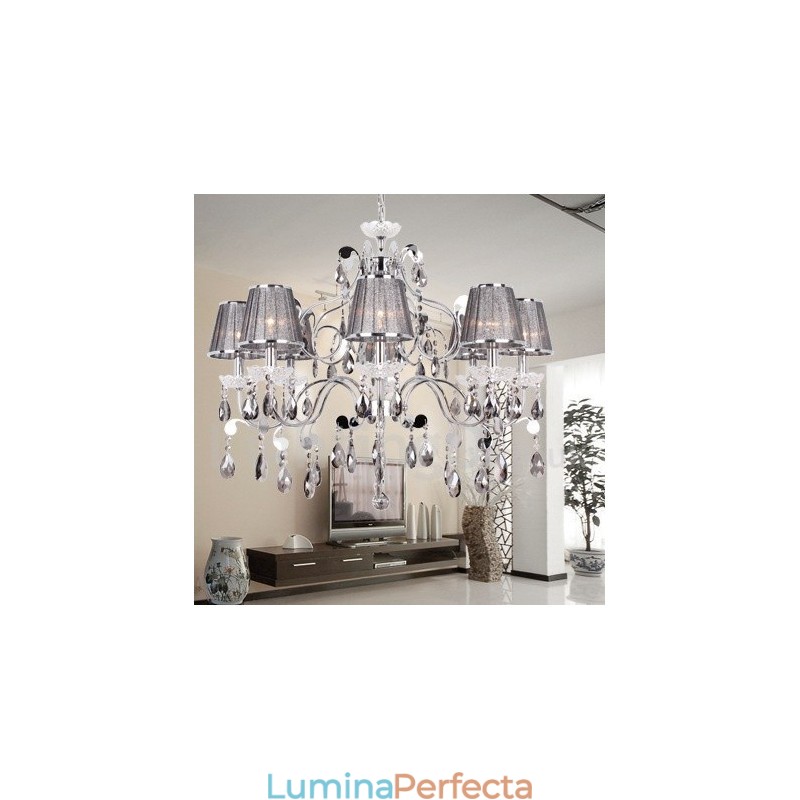 8 Candelabru în stil lumânare din cristal K9 gri deschis