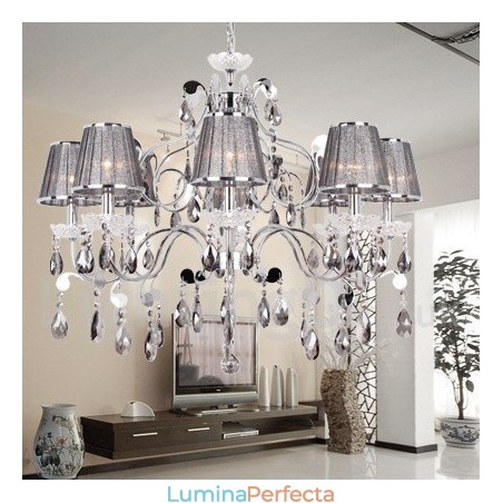 8 Candelabru în stil lumânare din cristal K9 gri deschis 8 Candelabru în stil lumânare din cristal K9 gri deschis