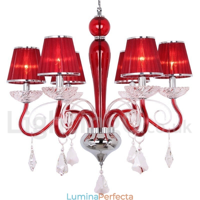 Candelabru în stil lumânare din cristal K9 roșu deschis 6