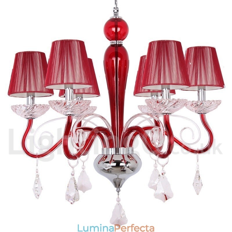 Candelabru în stil lumânare din cristal K9 roșu deschis 6
