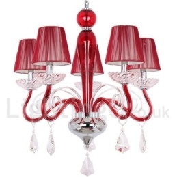 Candelabru în stil lumânare din cristal K9, roșu deschis, 5