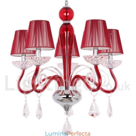 Candelabru în stil lumânare din cristal K9, roșu deschis, 5 Candelabru în stil lumânare din cristal K9, roșu deschis, 5
