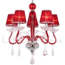 Candelabru în stil lumânare din cristal K9, roșu deschis, 5