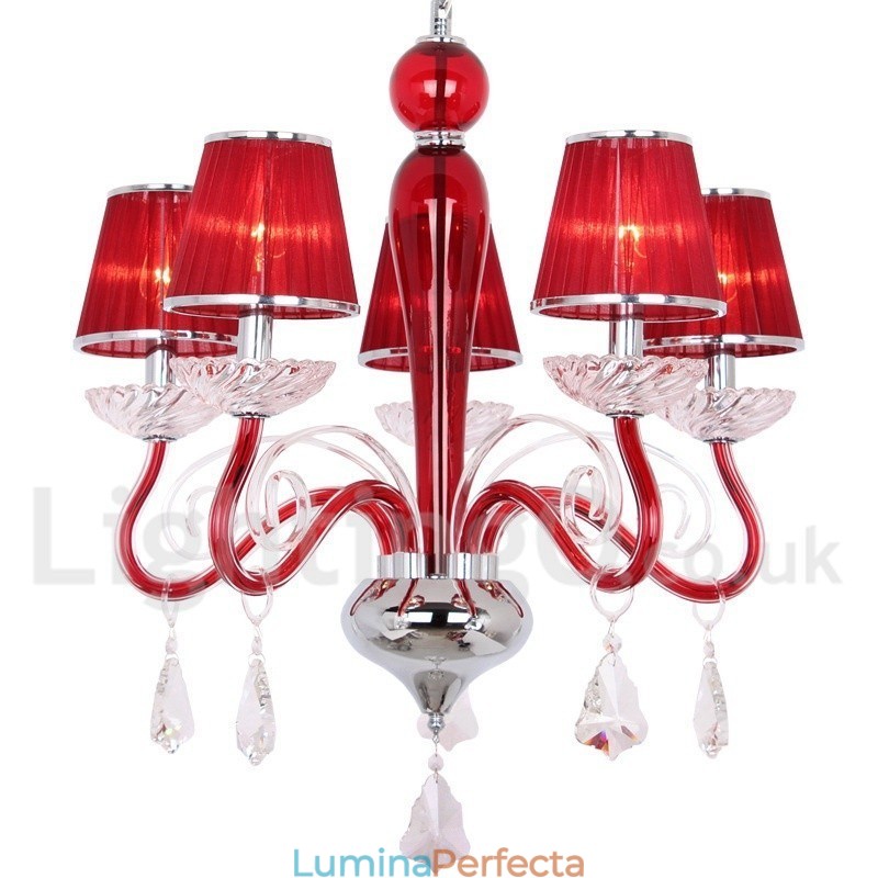 Candelabru în stil lumânare din cristal K9, roșu deschis, 5