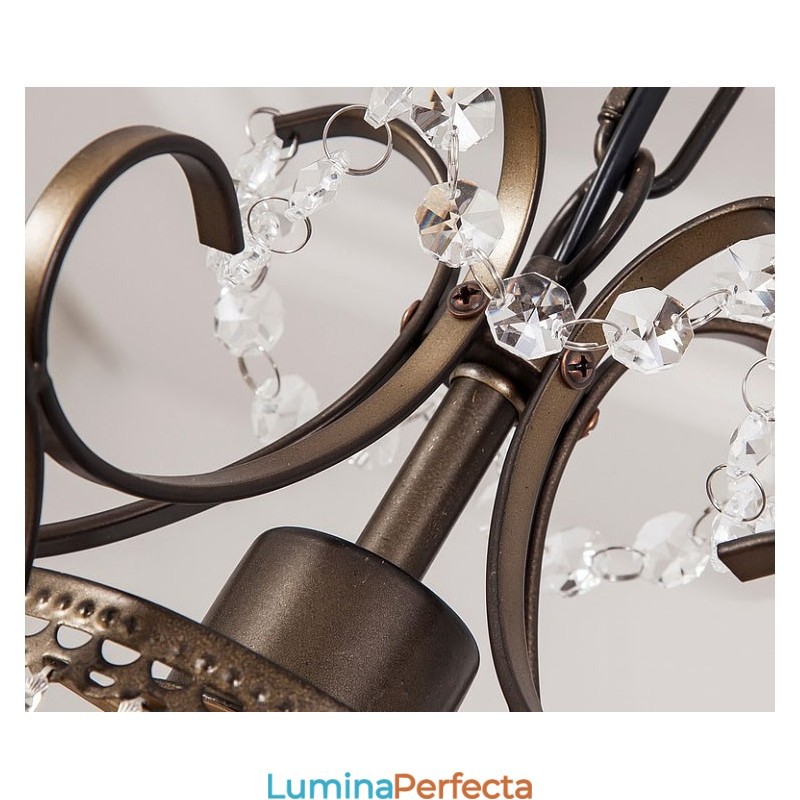 Candelabru pentru pictură din fier cu lampă modernă din cristal transparent