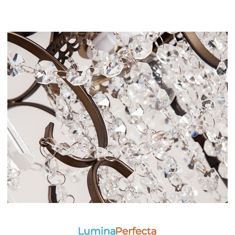 Candelabru pentru pictură din fier cu lampă modernă din cristal transparent