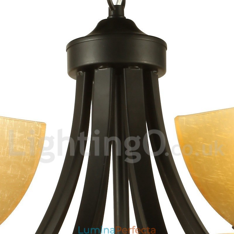 Candelabru negru în stil lumânare cu 6 lumini în stil mediteranean
