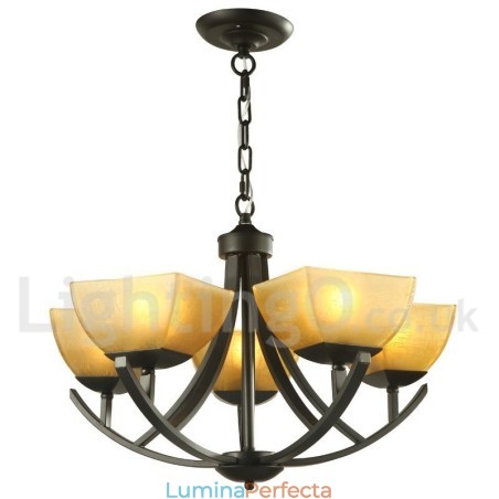 Candelabru negru în stil lumânare cu 5 lumini în stil mediteranean Candelabru negru în stil lumânare cu 5 lumini în stil mediteranean