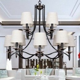 Candelabru în stil lumânare, retro, rustic, negru, cu 12 lumini