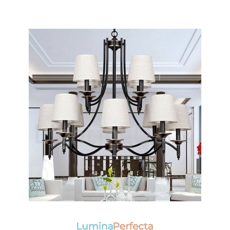 Candelabru în stil lumânare, retro, rustic, negru, cu 12 lumini