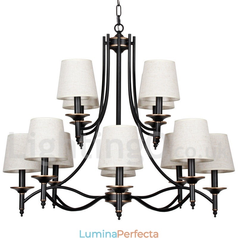 Candelabru în stil lumânare, retro, rustic, negru, cu 12 lumini