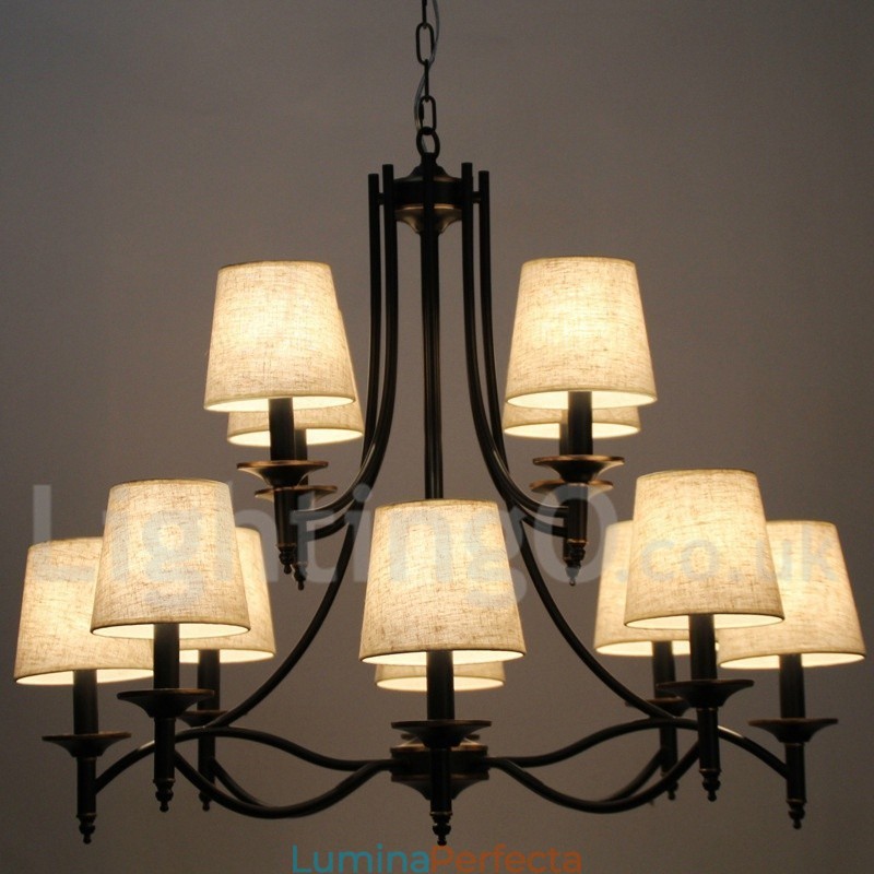 Candelabru în stil lumânare, retro, rustic, negru, cu 12 lumini