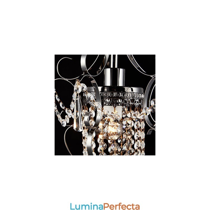 Candelabru pentru pictură din fier cu lampă modernă din cristal transparent