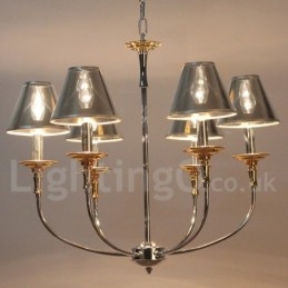 Candelabru cromat, modern, cu 6 lumini, în stil lumânare