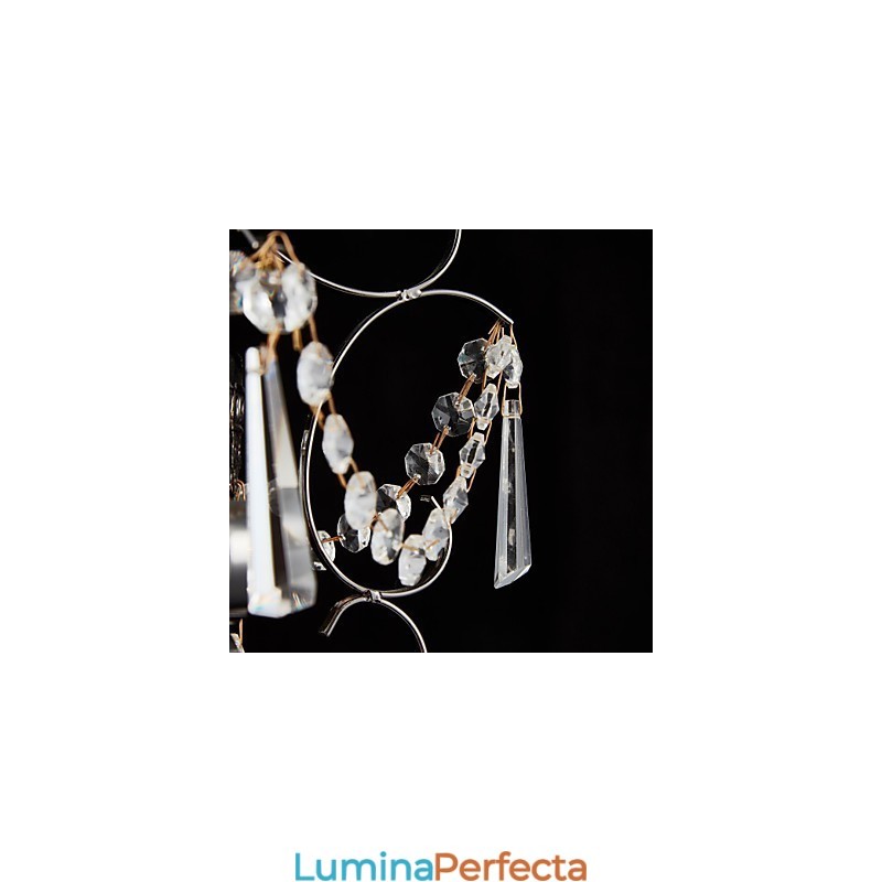 Candelabru pentru pictură din fier cu lampă modernă din cristal transparent