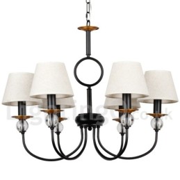 Candelabru contemporan în stil lumânare cu 6 lumini, rustic, negru, stil mediteranean